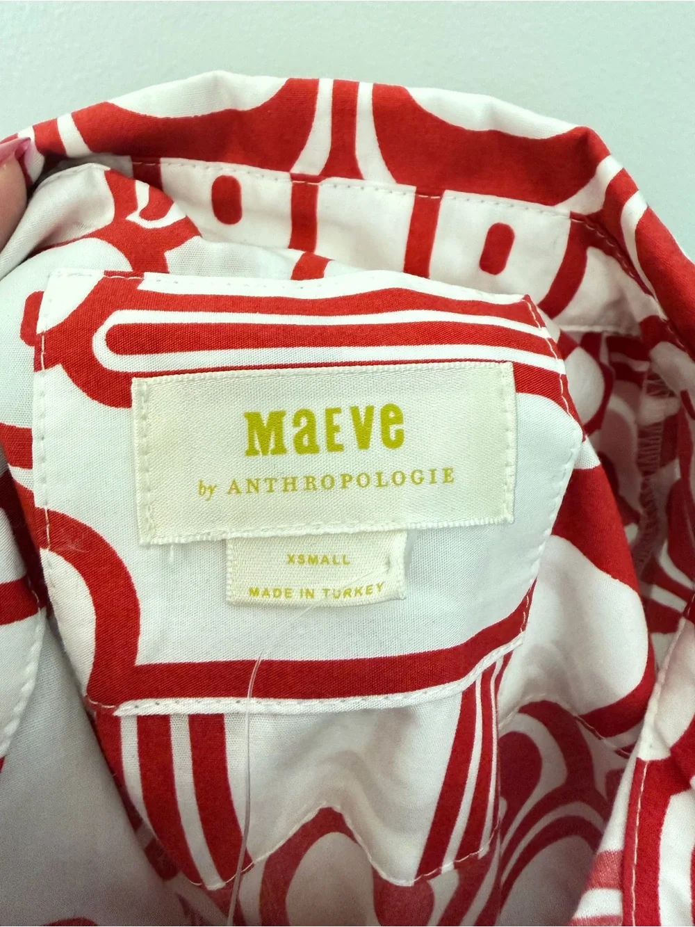 Anthropologie Maeve Bettina Tiered Shirt Midi Dress Red & White